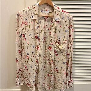 Equipment Floral Button Down Silk Shirt - Cream, Red, Blue